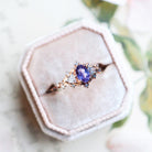 Unique Oval Shaped Amethyst Wedding Ring Band Rose Gold Rose Briar Rose Amethyst Engagement Ring Curved Wedding Band Anniversary Rings For Women - Loveden Jewelry