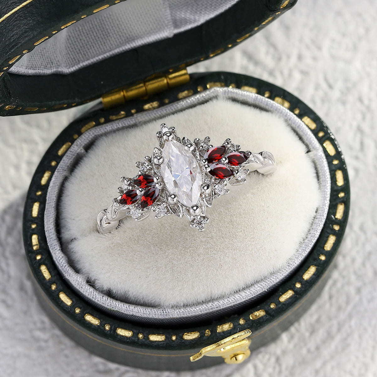 Ruby Own Customize your own Unique Starlight Marquise Moissanite and Lab Ruby R ...