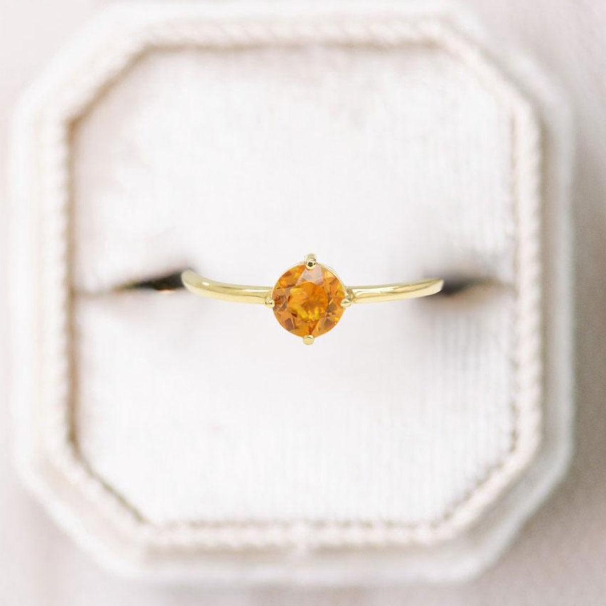 Vintage Round Shaped Citrine Wedding Ring Band Yellow Gold California Flower Citrine Engagement Ring Curved Wedding Band Anniversary Rings For Women - Loveden Jewelry