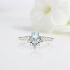 Classical Pear Shaped Aquamarine Wedding Ring Band White Gold Whispering Spring Aquamarine Engagement Ring Curved Wedding Band Anniversary Rings For Women - Loveden Jewelry