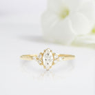 Vintage Marquise Shaped Moissanite Wedding Ring Band Yellow Gold First Frost of Fall Moissanite Engagement Ring Curved Wedding Band Anniversary Rings For Women - Loveden Jewelry