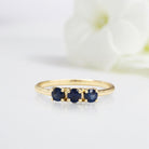 Classical Round Shaped Blue Sapphire Wedding Ring Band Yellow Gold Mariposa Blue Sapphire Engagement Ring Curved Wedding Band Anniversary Rings For Women - Loveden Jewelry