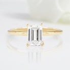 Vintage Emerald Shaped Moissanite Wedding Ring Band Yellow Gold Classical Solo Moissanite Engagement Ring Curved Wedding Band Anniversary Rings For Women - Loveden Jewelry