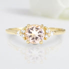 Unique Round Shaped Morganite Wedding Ring Band Yellow Gold Peach Dust Morganite Engagement Ring Curved Wedding Band Anniversary Rings For Women - Loveden Jewelry