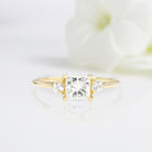 Unique Princess Shaped Moissanite Wedding Ring Band Yellow Gold Blushing Bride Moissanite Engagement Ring Curved Wedding Band Anniversary Rings For Women - Loveden Jewelry