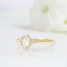 Vintage Marquise Shaped Moissanite Wedding Ring Band Yellow Gold First Frost of Fall Moissanite Engagement Ring Curved Wedding Band Anniversary Rings For Women - Loveden Jewelry