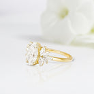 Unique Marquise Shaped Moissanite Wedding Ring Band Yellow Gold Emme Cluster Moissanite Engagement Ring Curved Wedding Band Anniversary Rings For Women - Loveden Jewelry