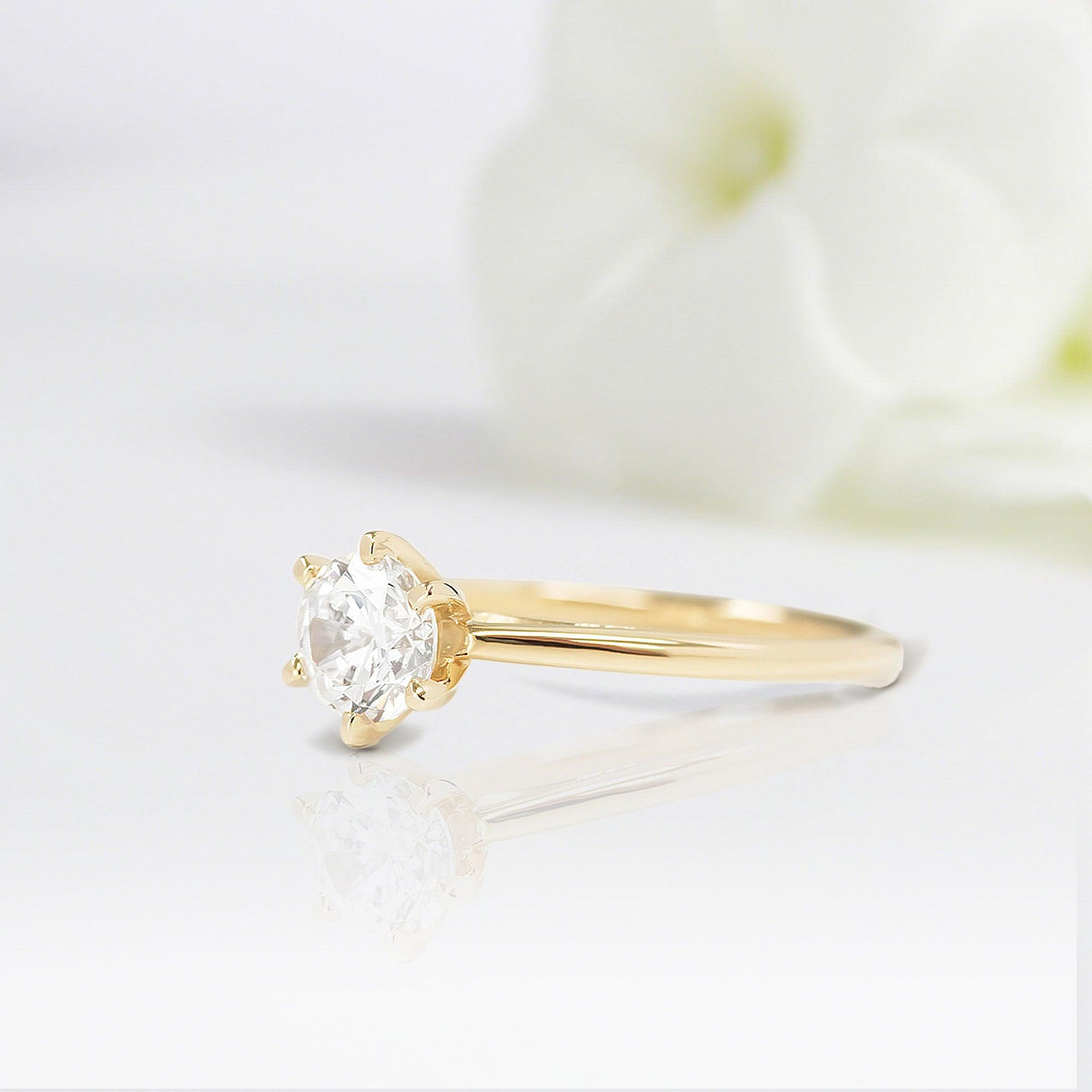 Vintage Round Shaped Moissanite Wedding Ring Band Yellow Gold Wedding Arbor Moissanite Engagement Ring Curved Wedding Band Anniversary Rings For Women - Loveden Jewelry