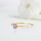 Vintage Pear Shaped Amethyst Wedding Ring Band Yellow Gold Sweet Nothings Amethyst Engagement Ring Curved Wedding Band Anniversary Rings For Women - Loveden Jewelry