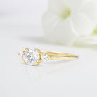 Unique Round Shaped Moissanite Wedding Ring Band Yellow Gold Blushing Bride Moissanite Engagement Ring Curved Wedding Band Anniversary Rings For Women - Loveden Jewelry