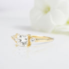 Unique Princess Shaped Moissanite Wedding Ring Band Yellow Gold Blushing Bride Moissanite Engagement Ring Curved Wedding Band Anniversary Rings For Women - Loveden Jewelry