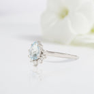 Classical Pear Shaped Aquamarine Wedding Ring Band White Gold Whispering Spring Aquamarine Engagement Ring Curved Wedding Band Anniversary Rings For Women - Loveden Jewelry