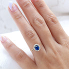 Vintage Oval Shaped Blue Sapphire Wedding Ring Band White Gold Turning Oak Sapphire Engagement Ring Curved Wedding Band Anniversary Rings For Women - Loveden Jewelry